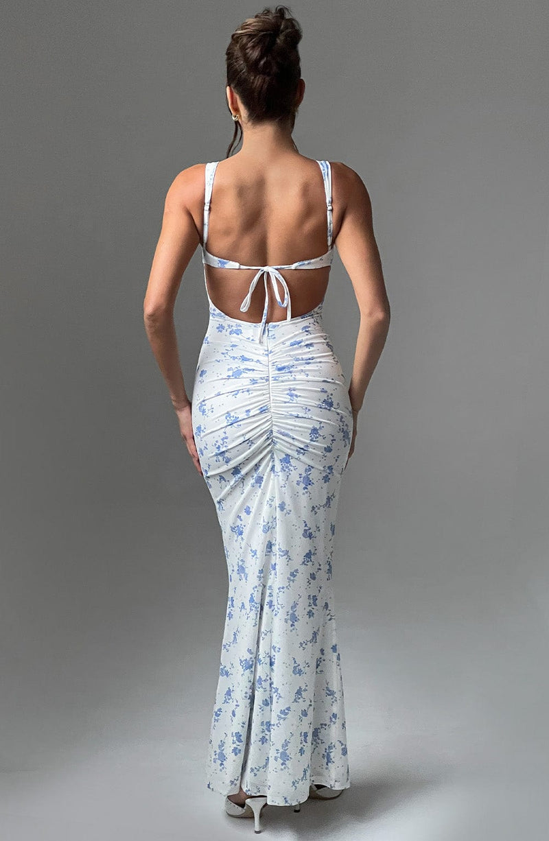 Caoimhe Maxi Dress - Blue Ditsy Print Dress Babyboo Fashion Premium Exclusive Design