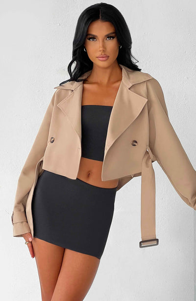Caprice Cropped Trench Coat - Beige Jackets XS Babyboo Fashion Premium Exclusive Design