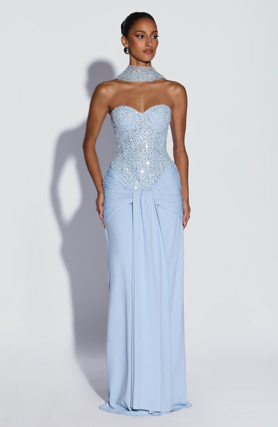 Blue Maxi Dress - Carina Maxi Dress in Glacier Blue