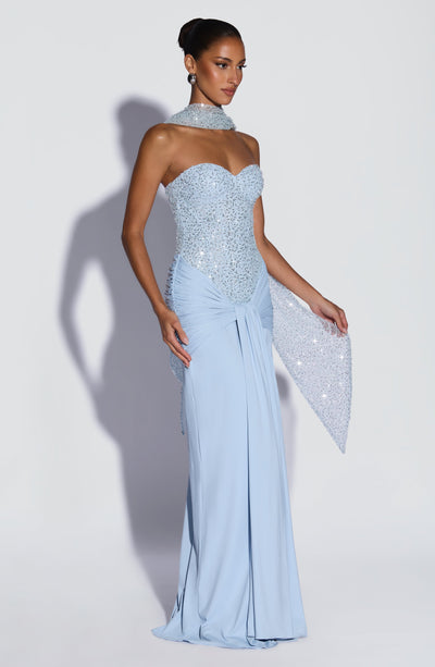 Blue Maxi Dress - Carina Maxi Dress in Glacier Blue