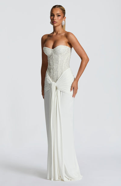 Elegant Carina Maxi Dress - Ivory | White Maxi Dress Babyboo Fashion Elegant Carina Maxi Dress - Ivory | White Maxi Dress Babyboo Fashion