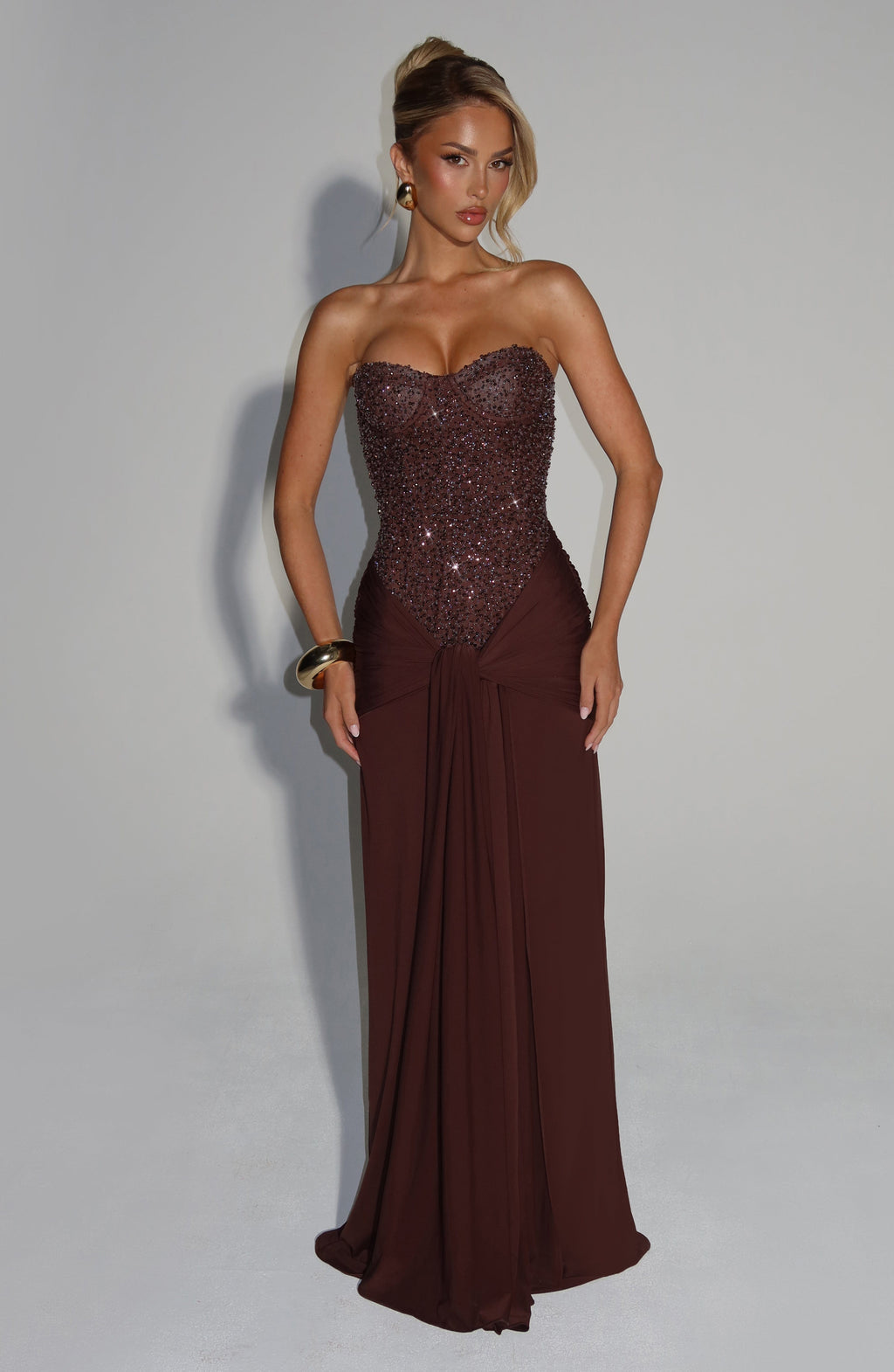 Babyboo Carina Maxi Dress in Plum Brown Size XXL