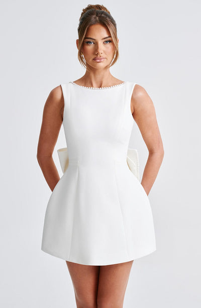 Carrie Mini Dress - Ivory Babyboo Fashion Carrie Mini Dress - Ivory Babyboo Fashion