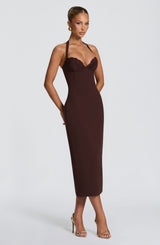 Cassia Midi Dress - Plum Brown Dress Babyboo Fashion Premium Exclusive Design