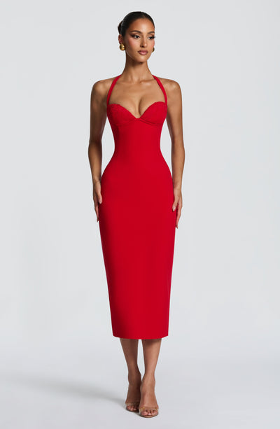 Cassia Midi Dress - Red Cassia Midi Dress - Red