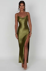 Celestina Maxi Dress - Khaki Dress Babyboo Fashion Premium Exclusive Design