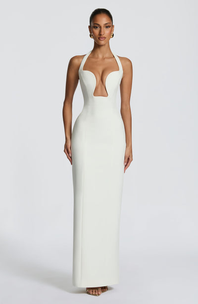 new york evening dresses Extreme White Evening Dress| Evening Dresses L / White / Satin