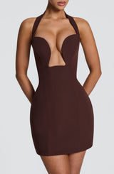 Charlotte Mini Dress - Plum Brown Dress Babyboo Fashion Premium Exclusive Design