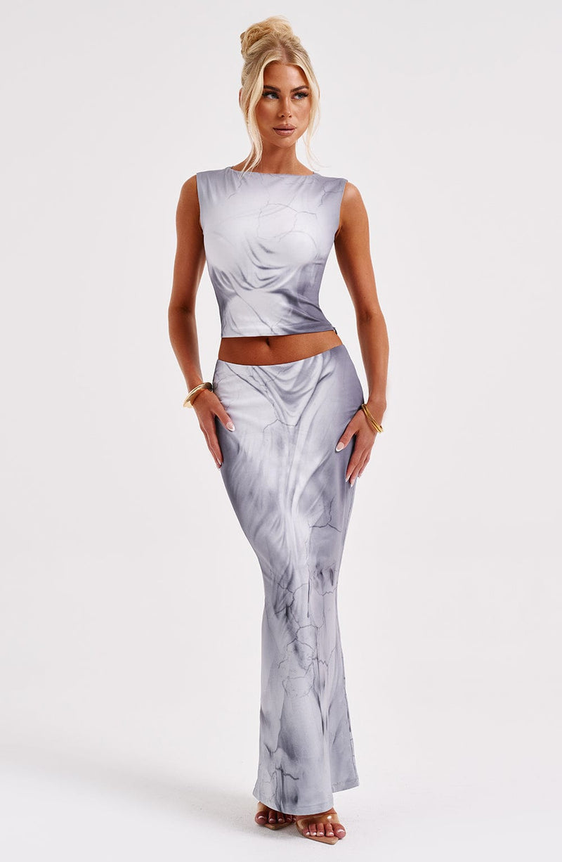 Charmayne Maxi Skirt - Grey Body Print Skirt Babyboo Fashion Premium Exclusive Design