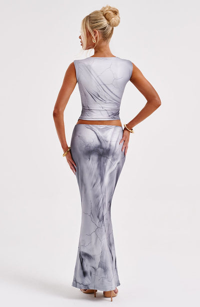 Charmayne Top - Grey Body Print Tops Babyboo Fashion Premium Exclusive Design