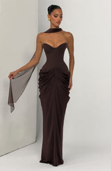 Chiara Maxi Dress - Plum Brown Dress Babyboo Fashion Premium Exclusive Design