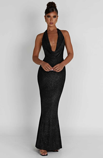 Chrishelle Maxi Dress - Black Sparkle Dress Babyboo Fashion Premium Exclusive Design