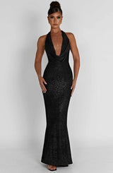 Chrishelle Maxi Dress - Black Sparkle Dress XS Babyboo Fashion Premium Exclusive Design