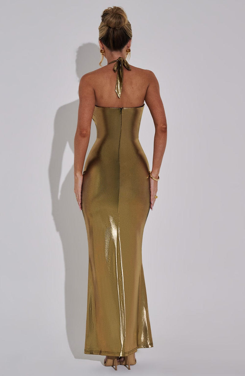 Chrishelle Maxi Dress - Gold Babyboo Fashion Chrishelle Maxi Dress - Gold Babyboo Fashion