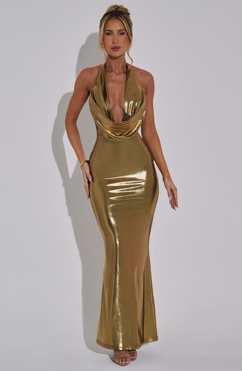 Chrishelle Maxi Dress - Gold Babyboo Fashion Chrishelle Maxi Dress - Gold Babyboo Fashion