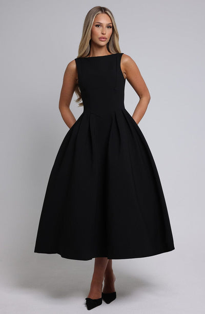 Clarabella Midi Dress - Black Babyboo Fashion Clarabella Midi Dress - Black Babyboo Fashion