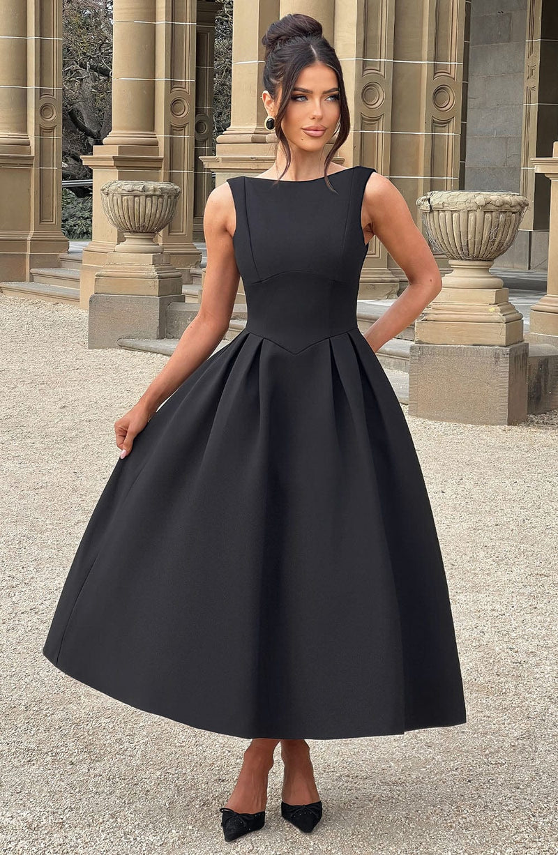 Clarabella Midi Dress - Black Babyboo Fashion Clarabella Midi Dress - Black Babyboo Fashion