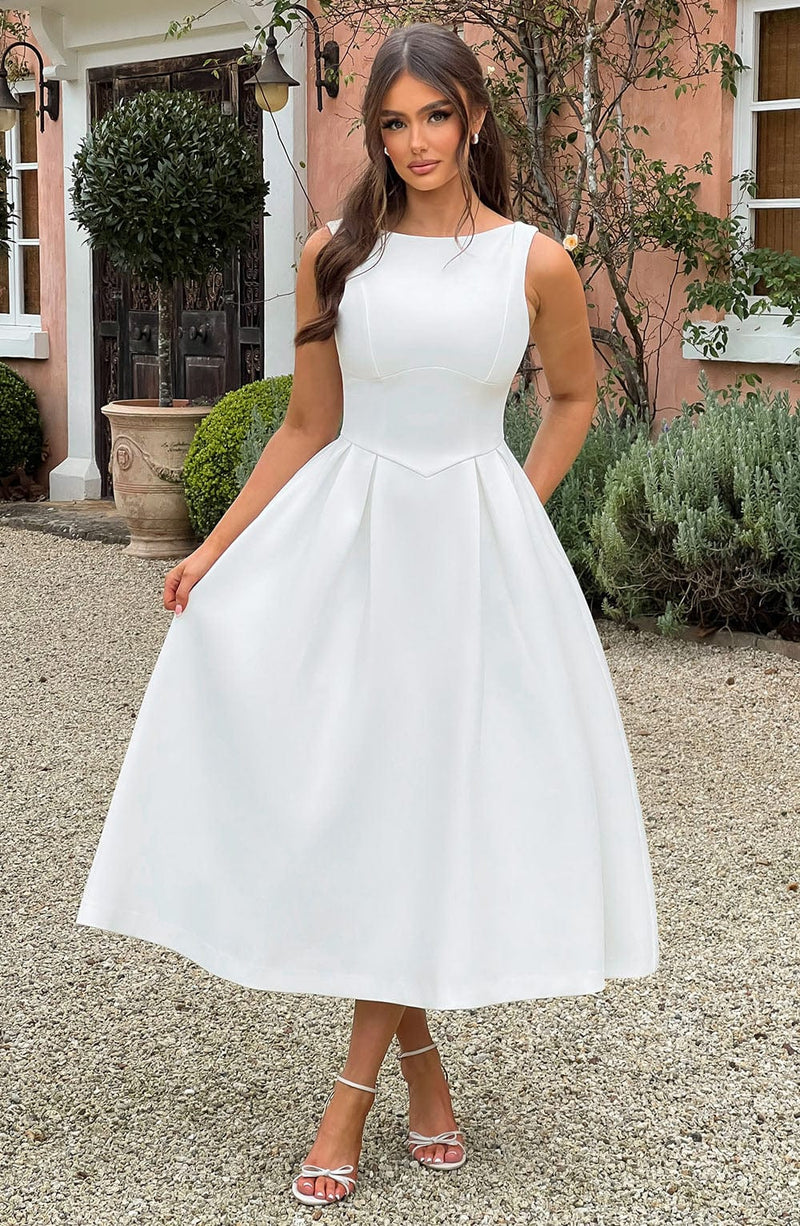 Clarabella Midi Dress - Ivory Babyboo Fashion Clarabella Midi Dress - Ivory Babyboo Fashion
