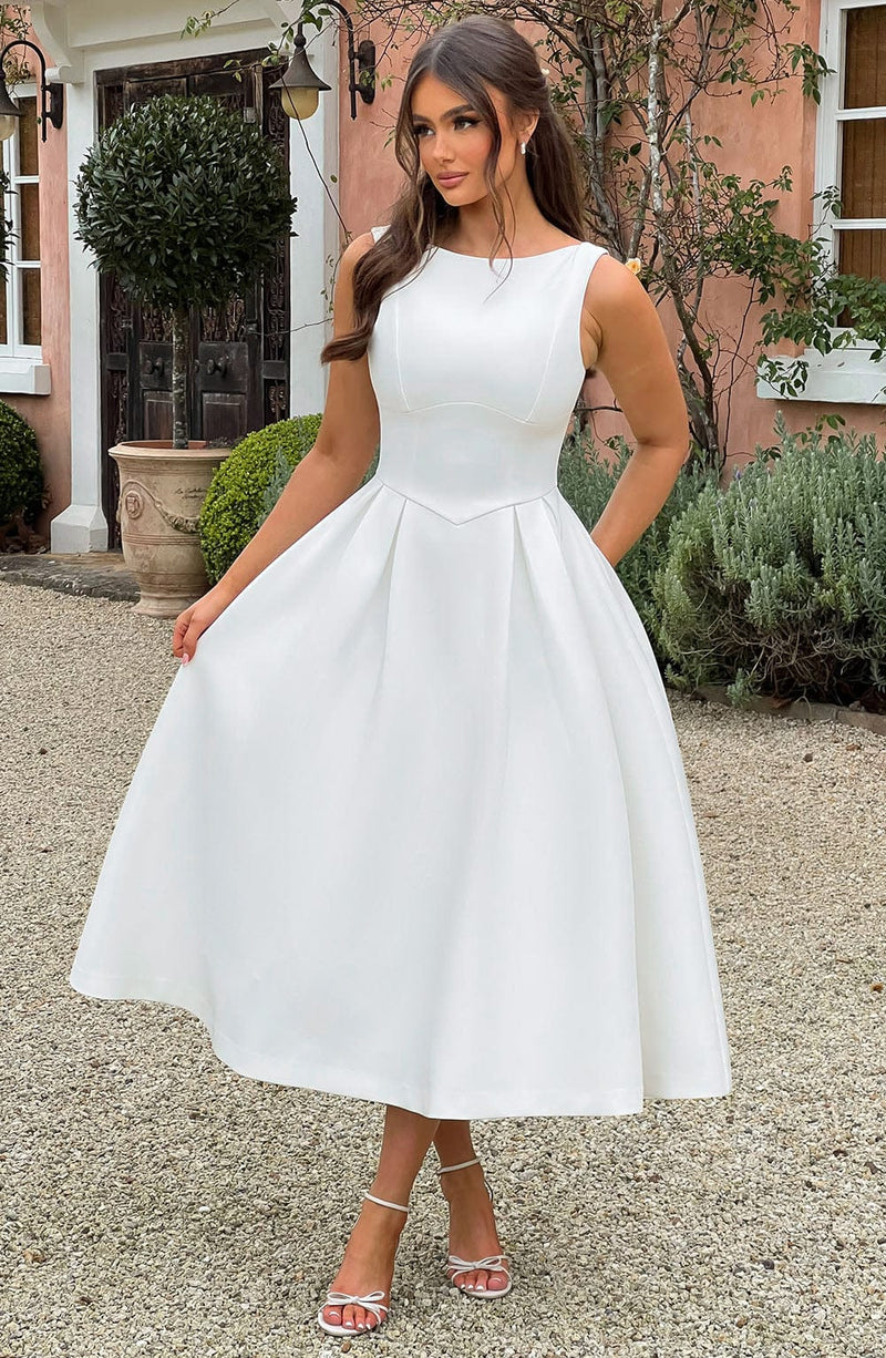 Ivory Dress Midi Amelita Suiting Halter Midi Dress Ivory MESHKI US Ivory Dress Midi Amelita Suiting Halter Midi Dress Ivory MESHKI US