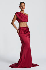Claudette Maxi Skirt - Burgundy Skirt Babyboo Fashion Premium Exclusive Design