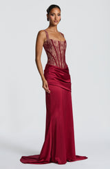 Claudette Maxi Skirt - Burgundy Skirt Babyboo Fashion Premium Exclusive Design