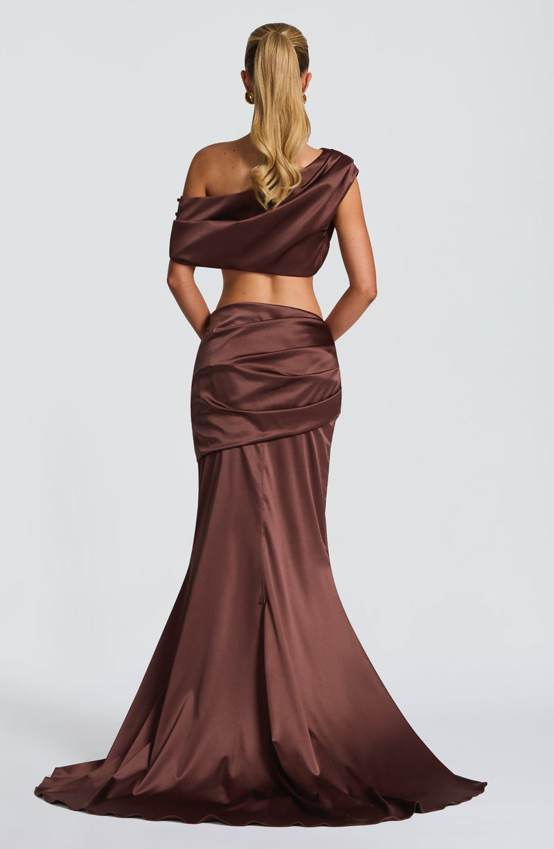 Claudette Maxi Skirt - Plum Brown Skirt Babyboo Fashion Premium Exclusive Design