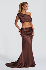 Claudette Maxi Skirt - Plum Brown Skirt Babyboo Fashion Premium Exclusive Design