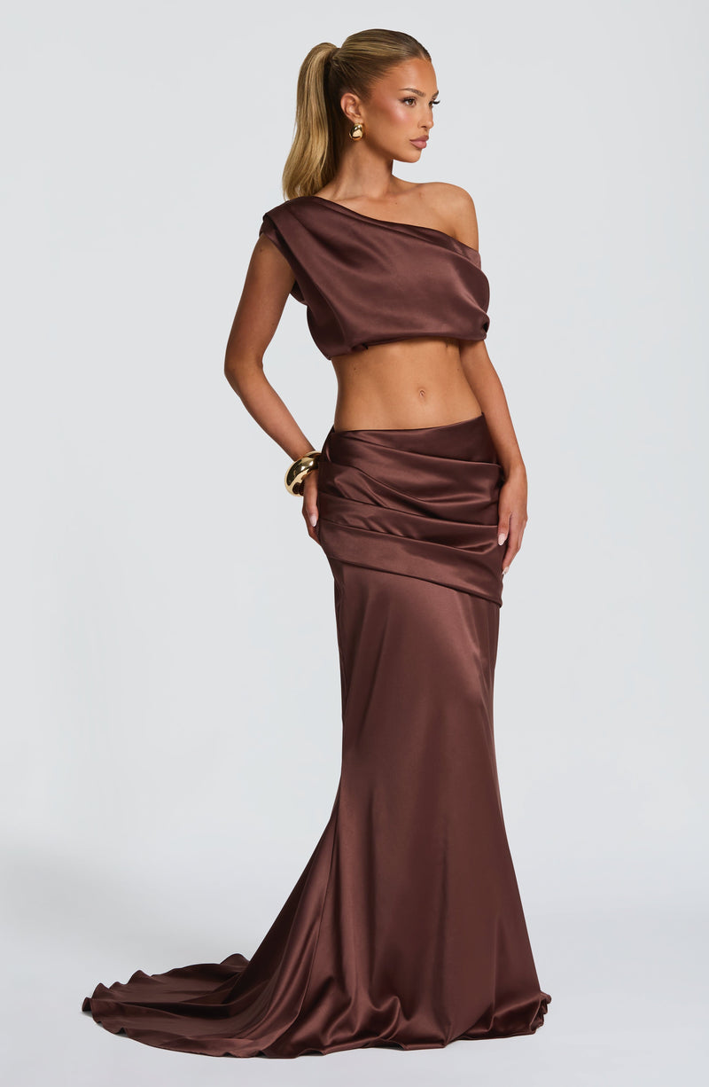 Claudette Maxi Skirt - Plum Brown Skirt Babyboo Fashion Premium Exclusive Design