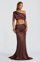 Claudette Maxi Skirt - Plum Brown Skirt Babyboo Fashion Premium Exclusive Design