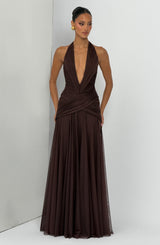 Cleo Maxi Dress - Plum Brown Dress Babyboo Fashion Premium Exclusive Design