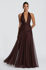 Cleo Maxi Dress - Plum Brown Dress XS Babyboo Fashion Premium Exclusive Design