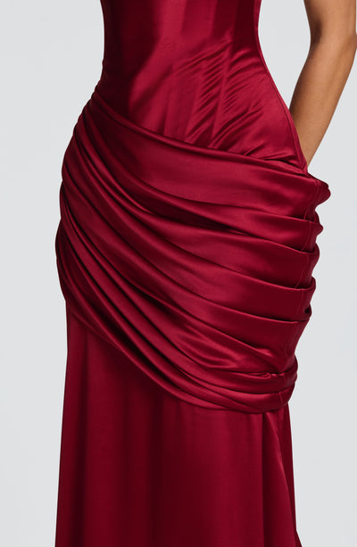 Connie Gown - Burgundy Maxi Dress by Babyboo Fashion
