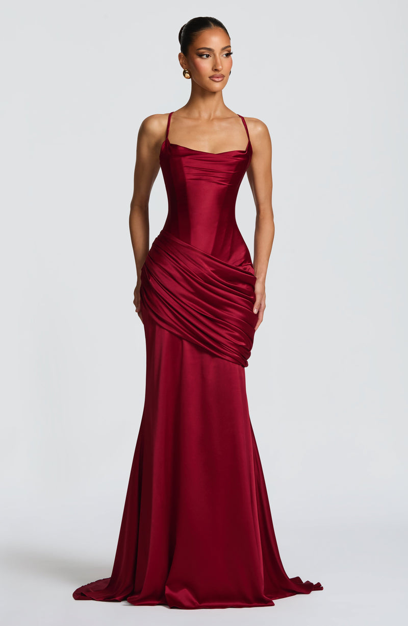 Connie Gown - Burgundy Maxi Dress by Babyboo Fashion Connie Gown - Burgundy Maxi Dress by Babyboo Fashion