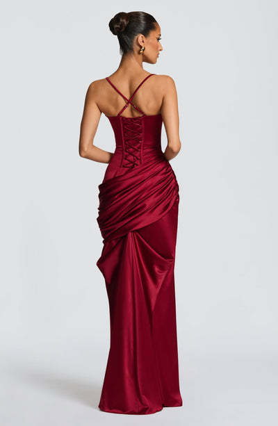 Connie Gown - Burgundy Maxi Dress by Babyboo Fashion
