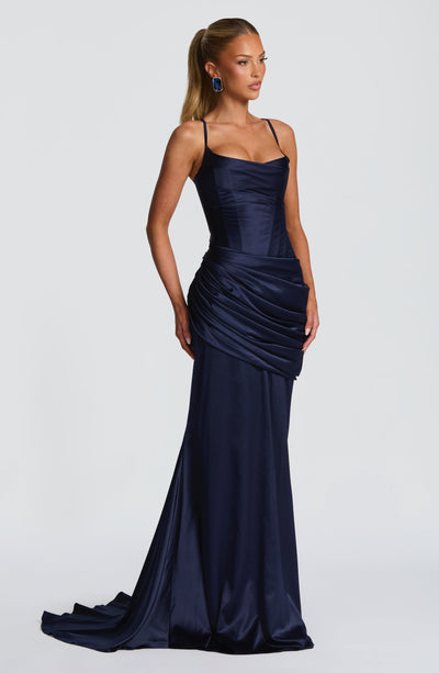 Shop Navy Maxi Dress - Connie Gown by Babyboo Fashion Shop Navy Maxi Dress - Connie Gown by Babyboo Fashion