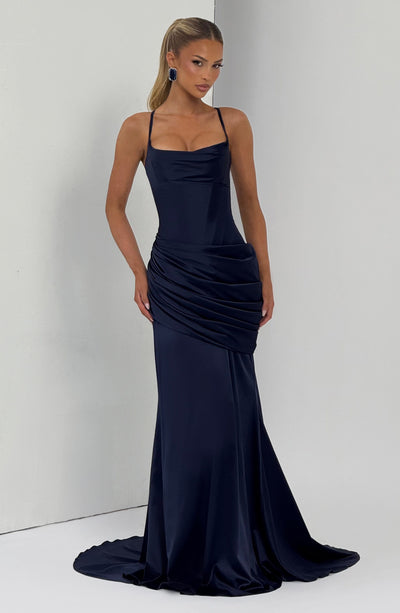 ワンピース Connie long dress Shop Navy Maxi Dress - Connie Gown by Babyboo Fashion