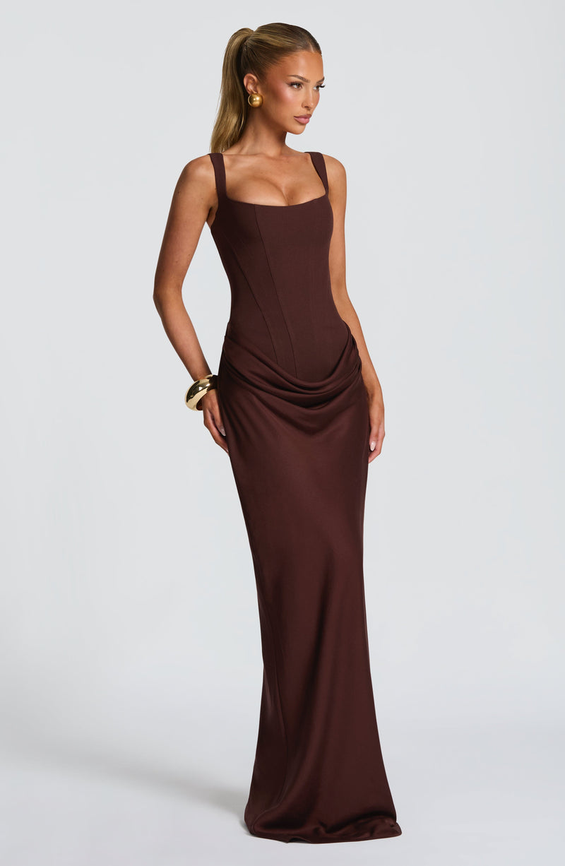 Cornelia Maxi Dress - Plum Brown Dress Babyboo Fashion Premium Exclusive Design