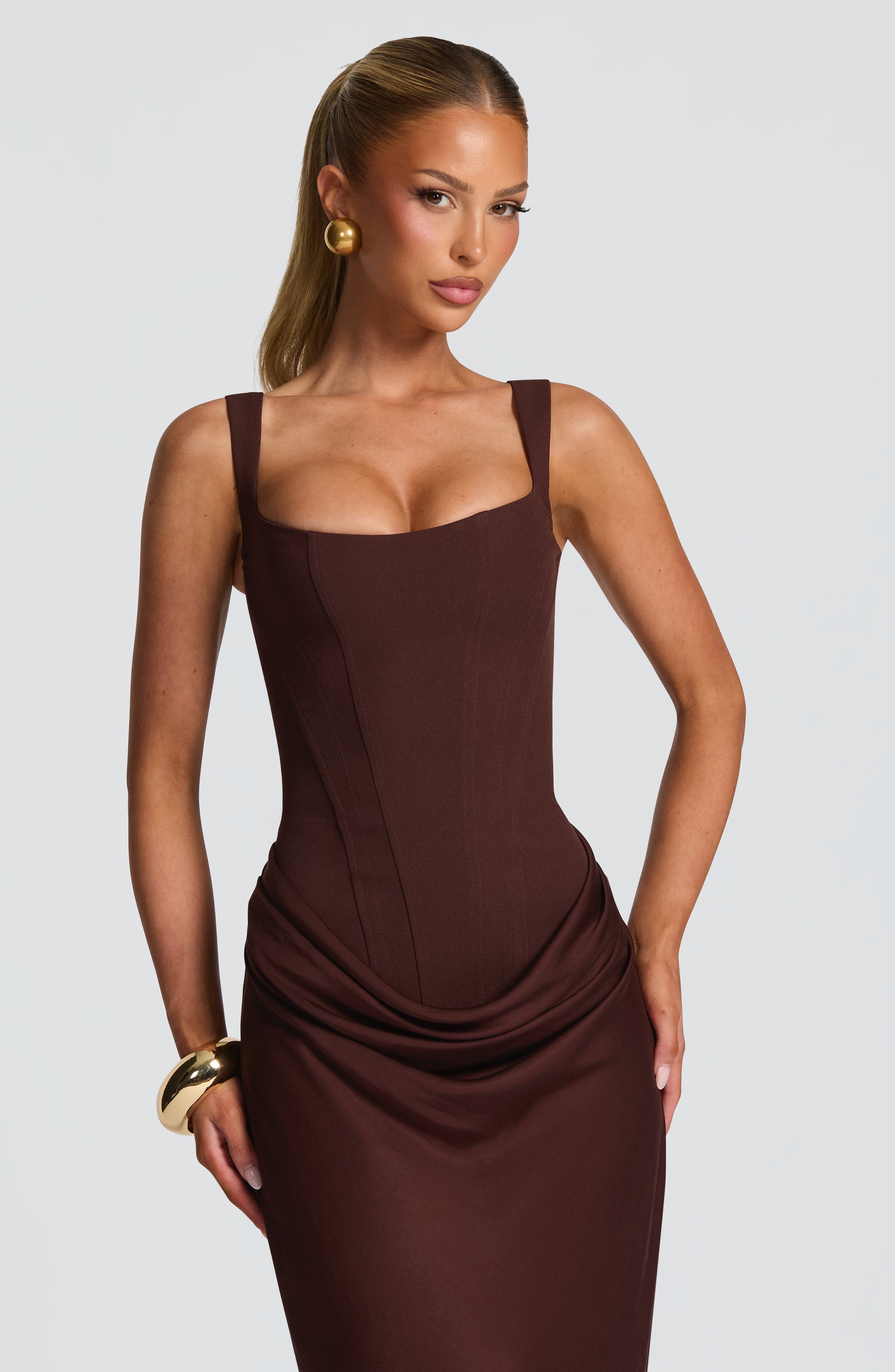Cornelia Mini Dress - Plum Brown main image 0