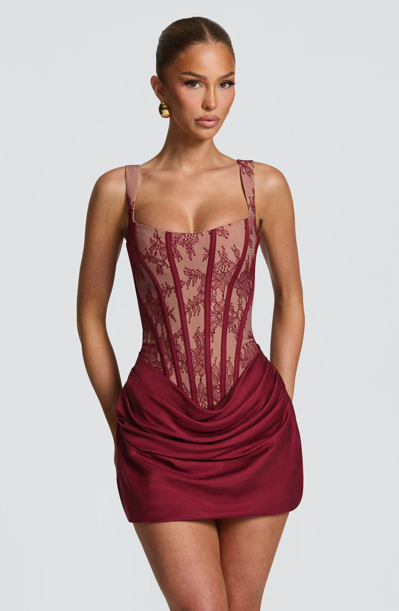 Cornelia Mini Dress - Burgundy Lace Cornelia Mini Dress - Burgundy Lace