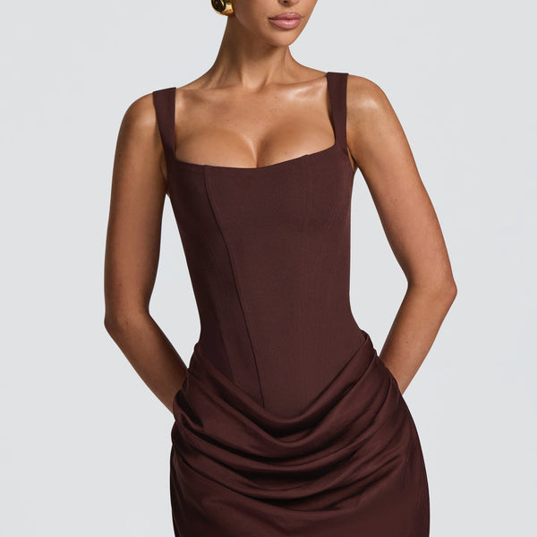 Cornelia Mini Dress - Plum Brown Cornelia Mini Dress - Plum Brown