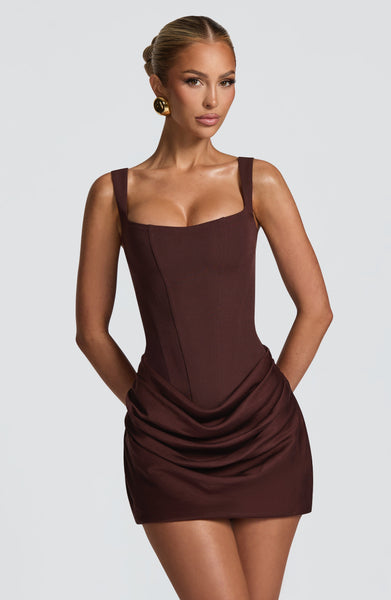 Babyboo Cornelia Mini Dress in Plum Brown Size XL
