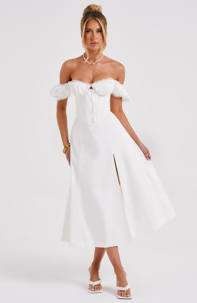 Courtney Midi Dress - Ivory Dress Babyboo Fashion Premium Exclusive Design