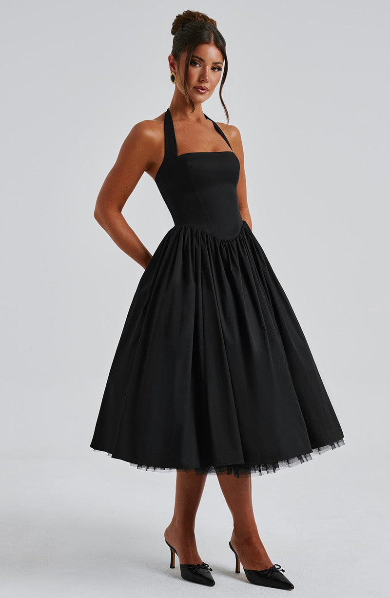 Cressida Midi Dress - Black Babyboo Fashion Cressida Midi Dress - Black Babyboo Fashion