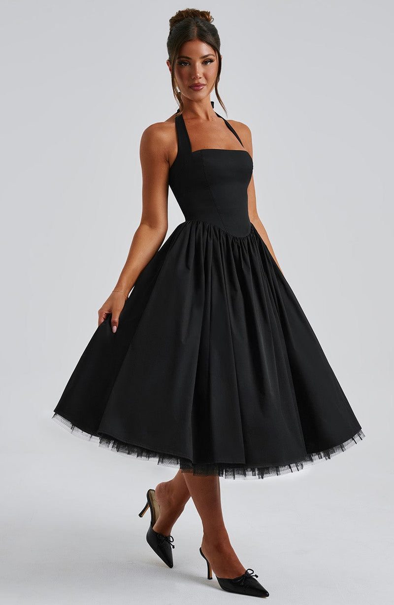 Cressida Midi Dress - Black Babyboo Fashion Cressida Midi Dress - Black Babyboo Fashion
