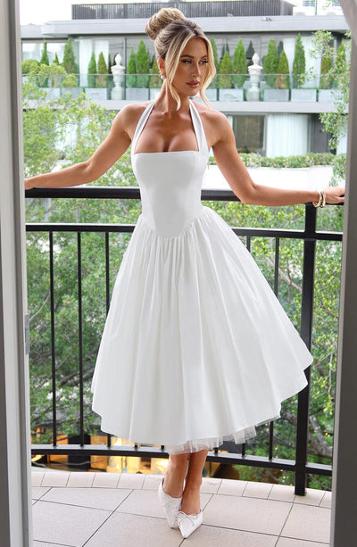 Cressida Midi Dress - Ivory Babyboo Fashion Cressida Midi Dress - Ivory Babyboo Fashion