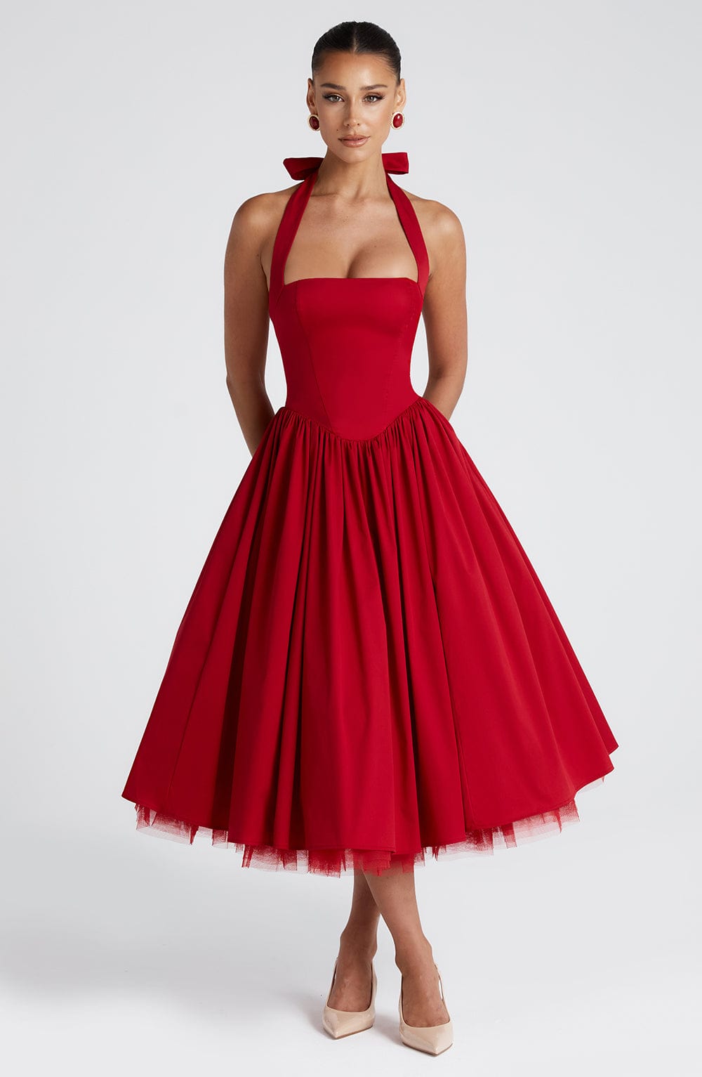 Babyboo Cressida Midi Dress in Red Size S