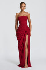 Cyra Maxi Dress - Deep Red Dress Babyboo Fashion Premium Exclusive Design