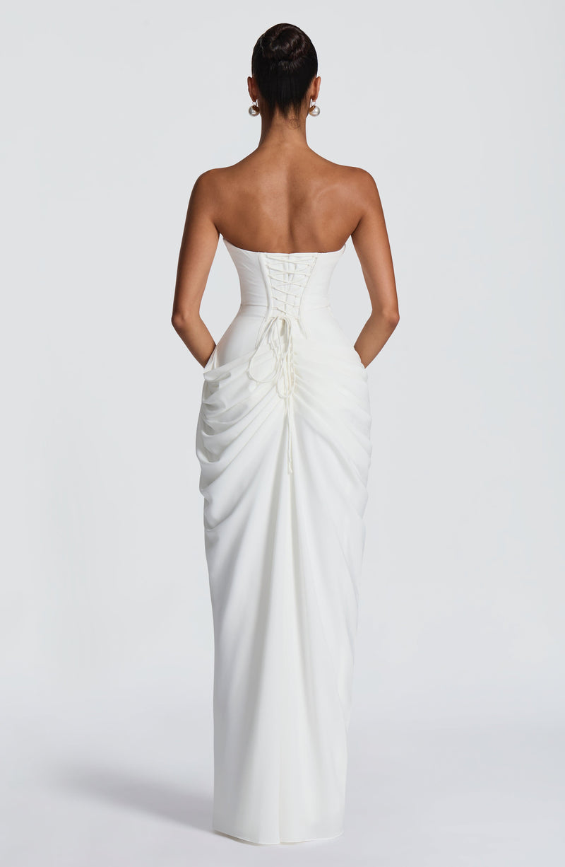 chinese dress ladies White Maxi Dress - Cyra Maxi Dress - Ivory