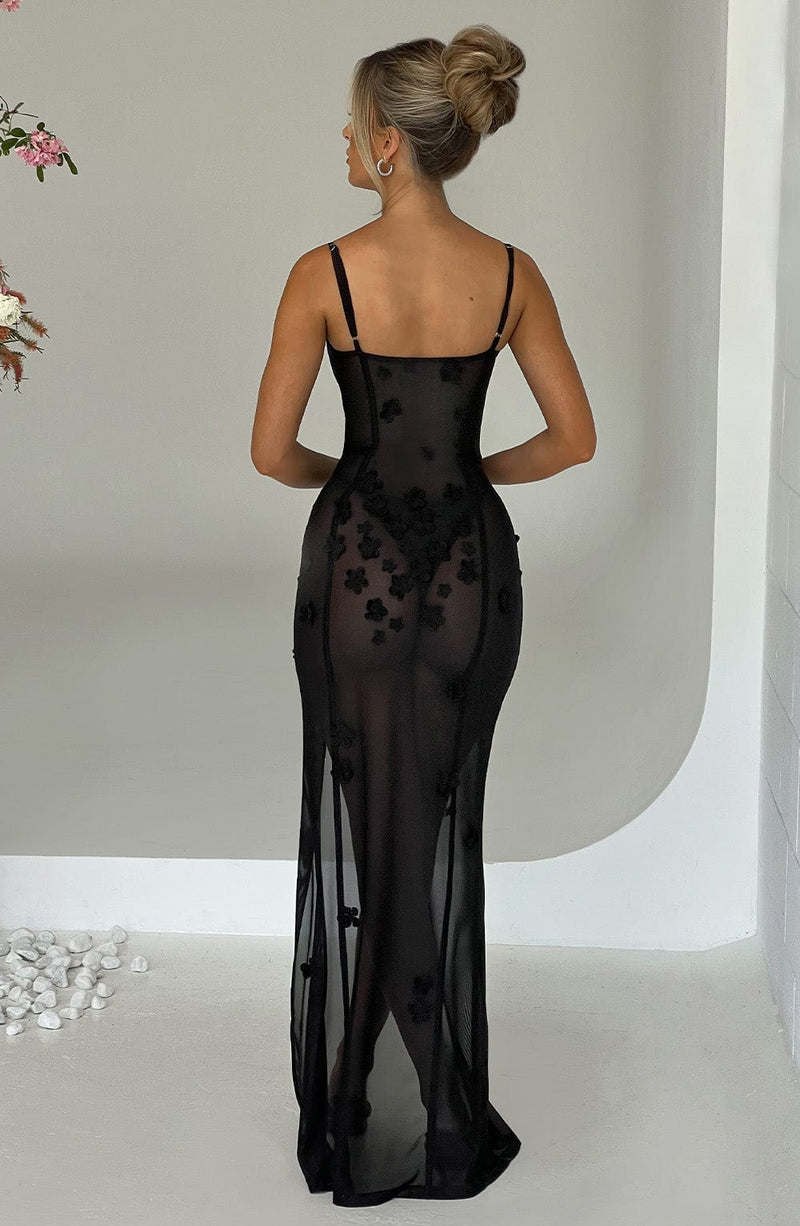 see through lace dress black Dalary Maxi Dress