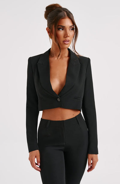 Darci Cropped Blazer - Black Jackets XS Babyboo Fashion Premium Exclusive Design